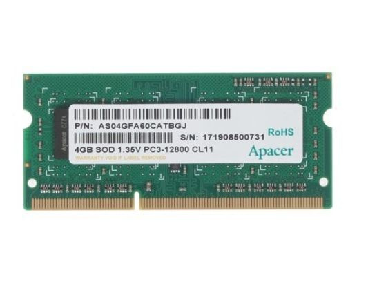 Apacer Оперативная память Оперативная память 4GB DDR3L 1600 SO DIMM DV.04G2K.KAM Non-ECC, CL11, 1.35V, #1