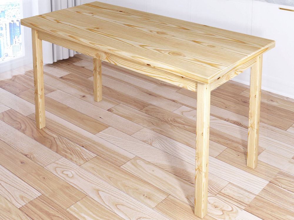 Стол кухонный Классика из массива сосны, столешница 40 мм и ножки без покраски, 140х70х75 см  #1