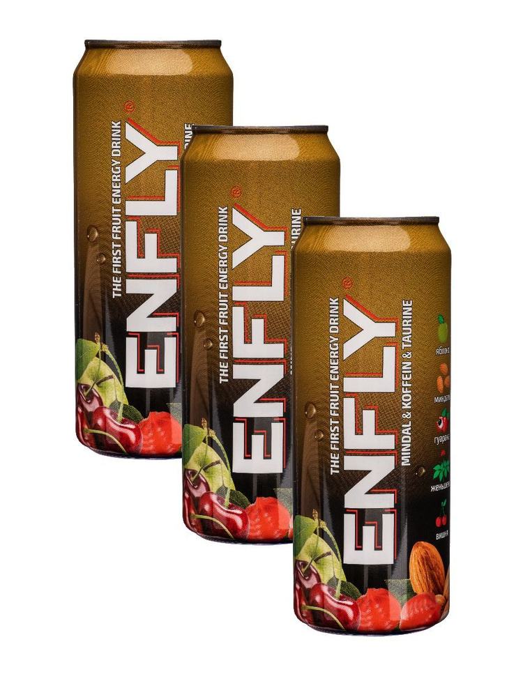 Энергетический напиток Enfly вкус Миндаль, 3 банки по 0,45л #1