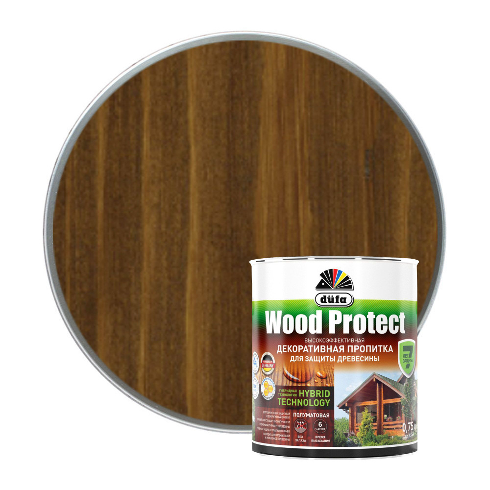 Пропитка декоративная для защиты древесины Dufa Wood Protect орех 0,75 л  #1