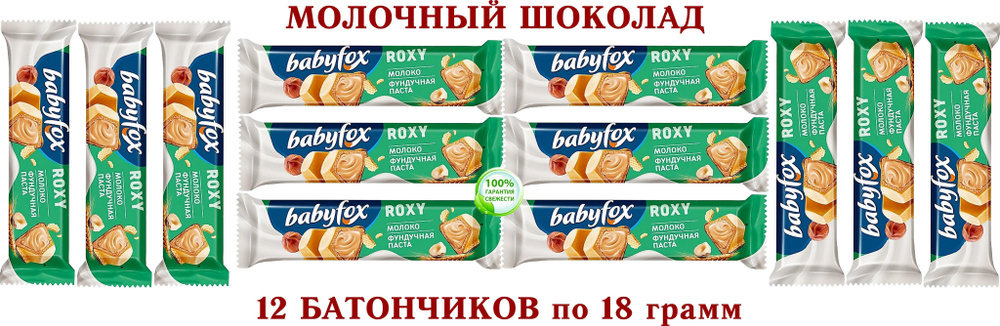 ВАФЕЛЬНЫЙ БАТОНЧИК BabyFox ROXY (Бэби Фокс) в молочном шоколаде с МОЛОЧНО-ОРЕХОВОЙ начинкой на основе #1