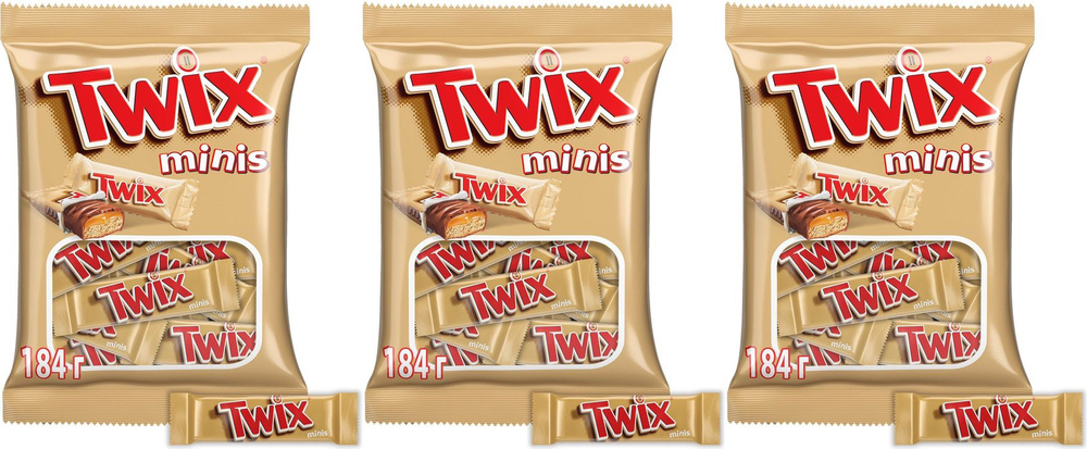 Батончик Twix Minis шоколадный, комплект: 3 упаковки по 184 г #1