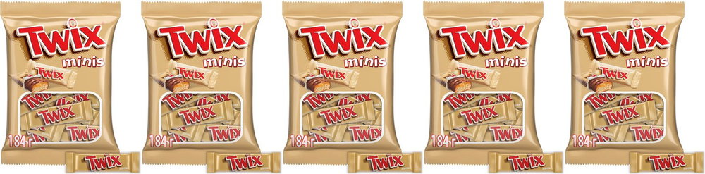 Батончик Twix Minis шоколадный, комплект: 5 упаковок по 184 г #1