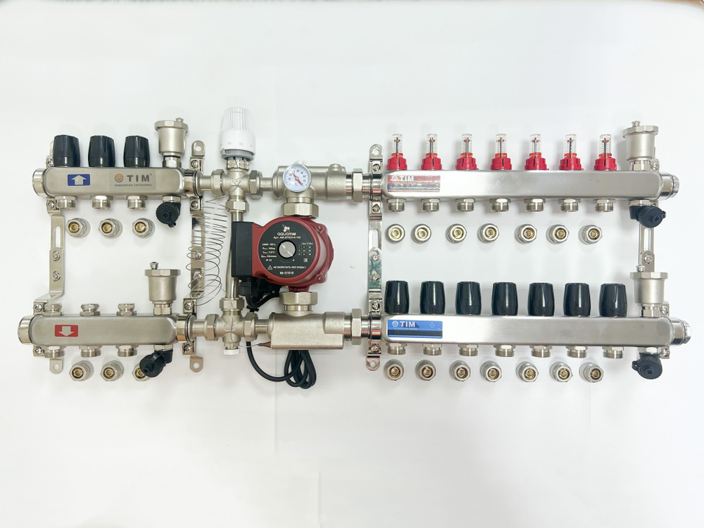 Комплект для подключения тёплого водяного пола на 7 выходов и радиаторов отопления 3 шт  #1