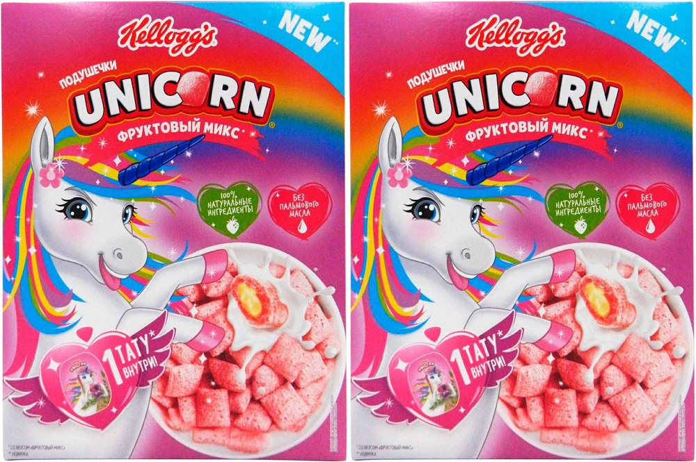 Сухой завтрак Kellogg's Unicorn подушечки с фруктовым вкусом, комплект: 2 упаковки по 200 г  #1