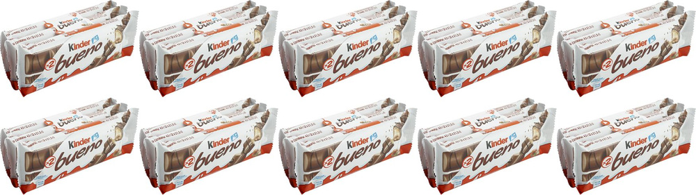 Вафли Kinder Bueno 43 г х 3 шт, комплект: 10 упаковок по 129 г #1