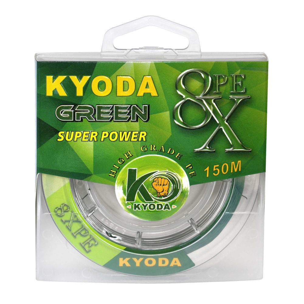 Шнур плетеный KYODA green 8X PE d-0,14 мм, L-150 м, зеленый #1