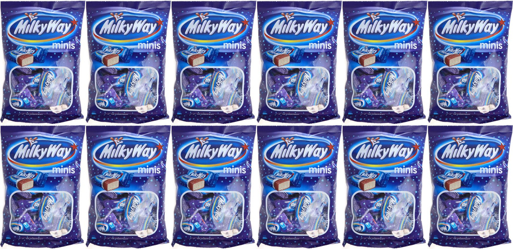 Конфеты шоколадные Milky Way Minis суфле в молочном шоколаде, комплект: 12 упаковок по 176 г  #1