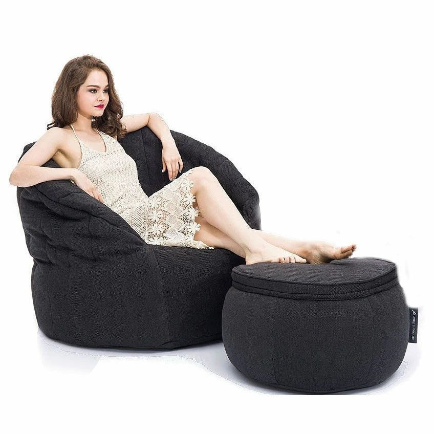 Бескаркасное кресло с оттоманкой Ambient Lounge - Butterfly Chaise - Black Sapphire (черный) - комплект #1