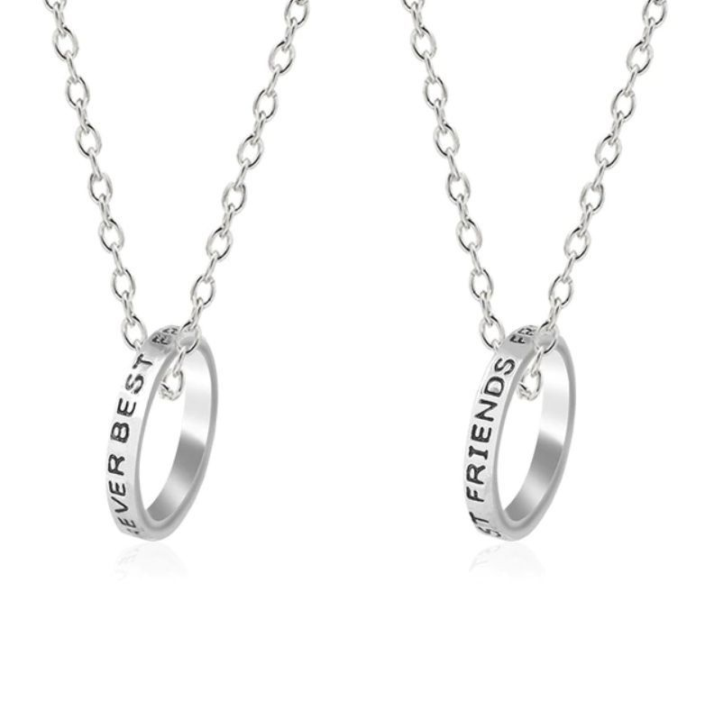 Парные подвески-кольца для двух друзей Best Friends forever (Лучшие друзья навсегда), цвет серебро  #1