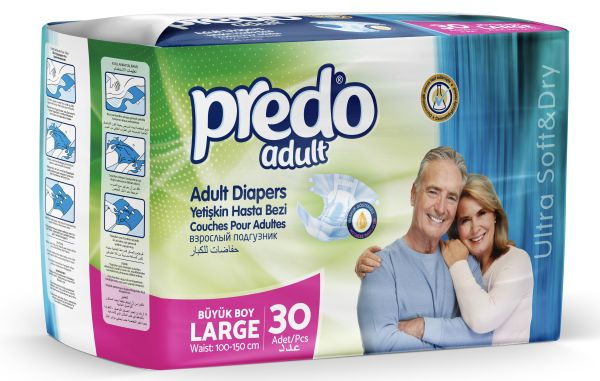 Подгузники для взрослых Predo Large, объем талии 100-150 см, 30 шт.  #1