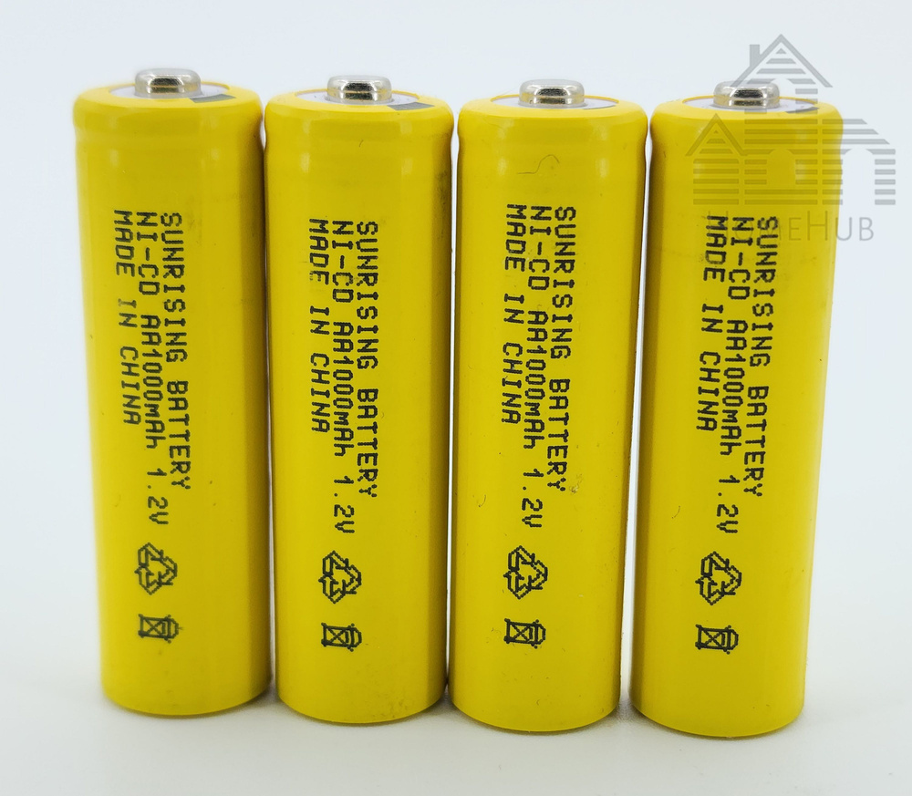 Аккумулятор Sunrising Ni-Cd, АА, 1.2V, 1000mAh, с наконечником, 4шт #1