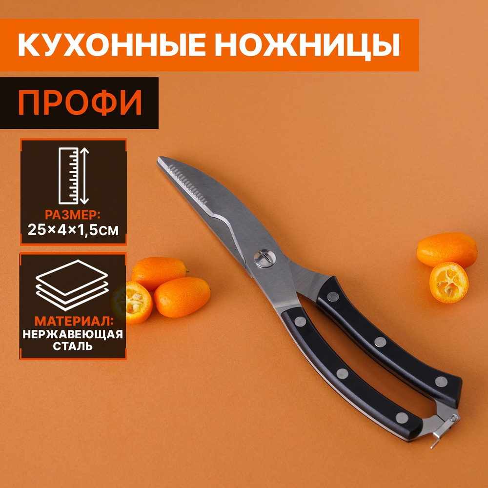 Ножницы кухонные Доляна "Профи", 25х4х1,5 см #1