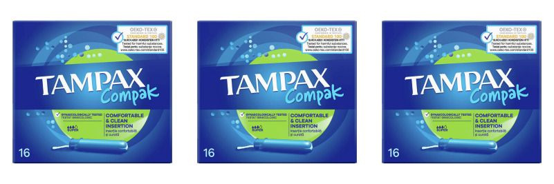 Tampax Compak Тампоны гигиенические Super Duo 16шт/уп , 3 уп #1