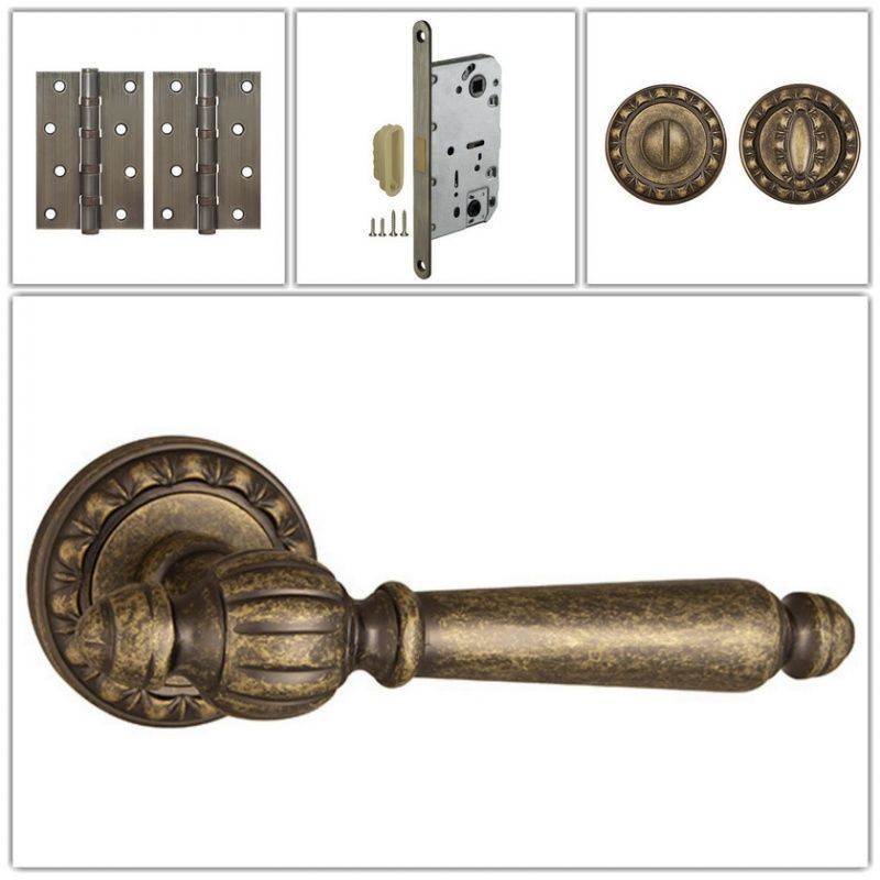 Комплект дверных ручек Punto MADRID_MT_OB-13_MAGWC, античная бронза (ручка + завертка WC + магнитный #1