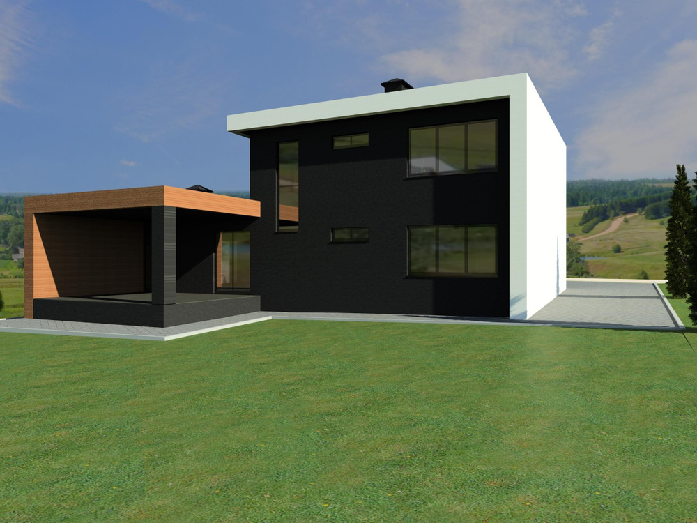 Проект двухэтажного дома (площадь 223 кв.м ) без гаража из газобетонного блока с облицовкой из фиброцементных #1