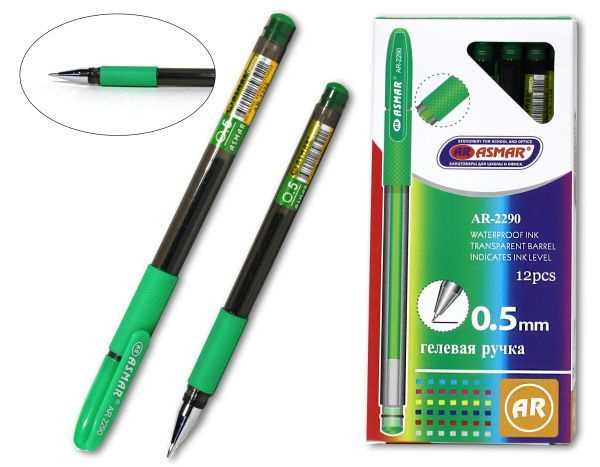 ASMAR Ручка Гелевая, толщина линии: 0.4 мм, цвет: Зеленый, 12 шт.  #1