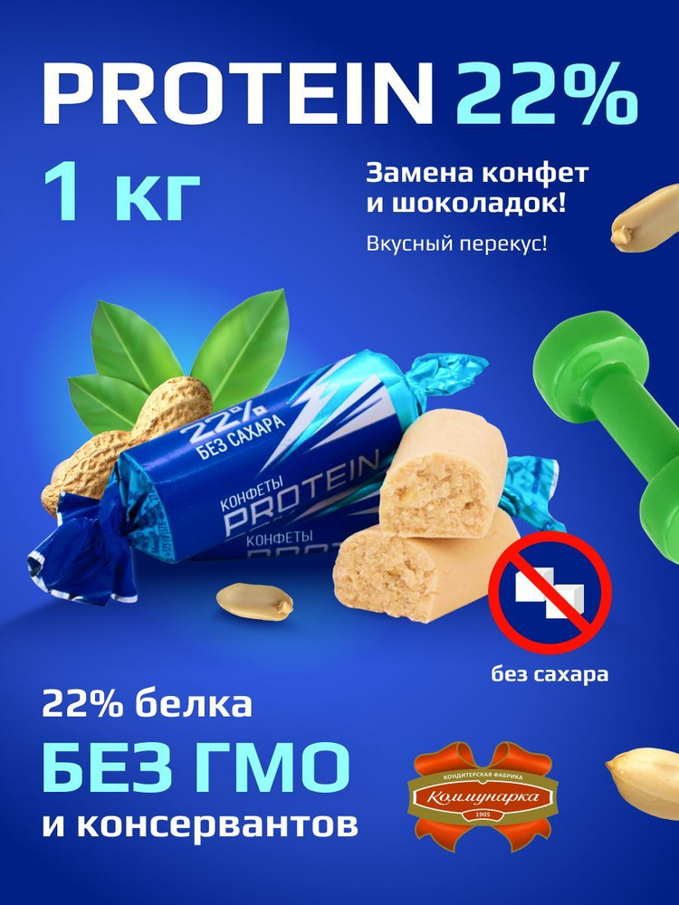 Конфеты протеиновые без сахара диетические PROTEIN 22% #1