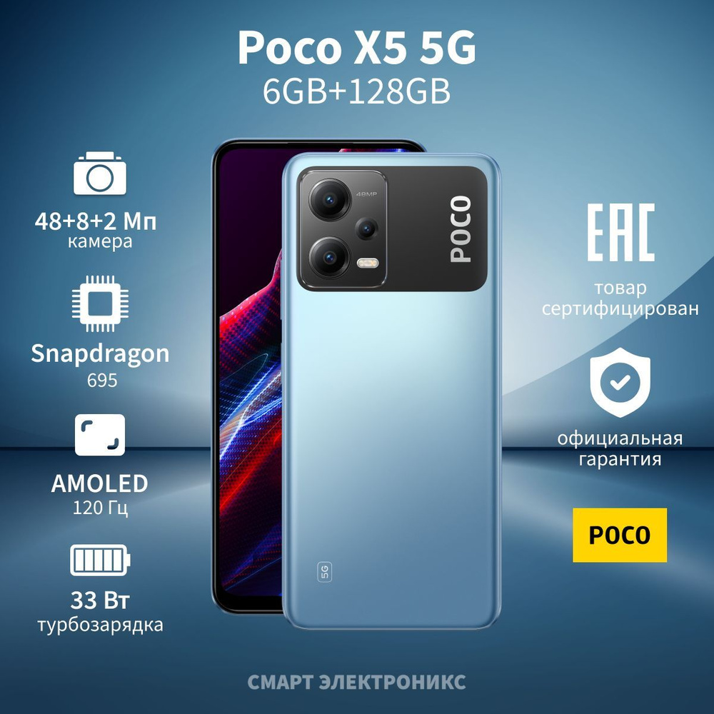 Poco Смартфон X5 5G Ростест (EAC) 6/128 ГБ, синий #1