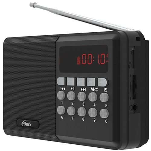 Радиоприемник Ritmix RPR-001 usb, microSD,87,5-108 МГц , встроеный акумулятор - чёрный  #1