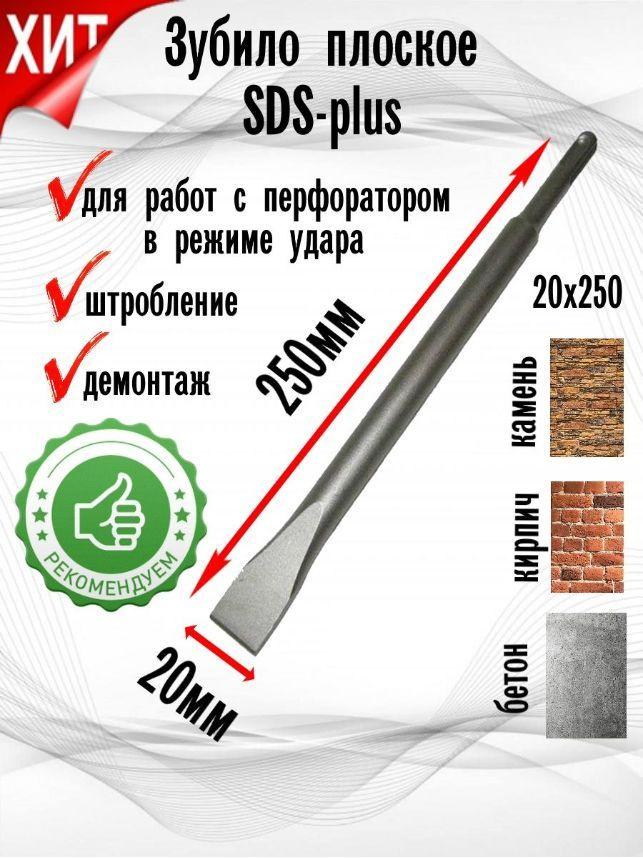 Зубило плоское SDS-plus 14х250мм #1