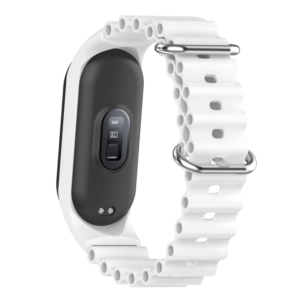 Силиконовый ремешок Ultra для фитнес-браслета Xiaomi Mi Band 3/4/5/6/7 (Ксиоми Ми Банд 3,4,5,6,7) белый #1