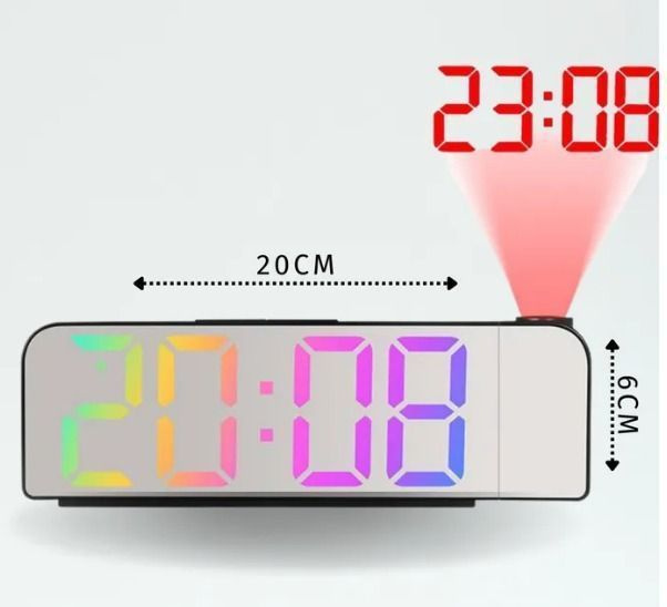 Настольные LED-часы с проекцией / Электронные настольные зеркальные часы с будильником, термометром, #1