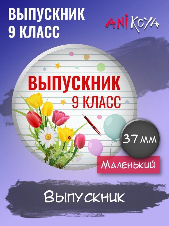 Значки набор Выпускник 9 класс, для Выпускника мерч #1