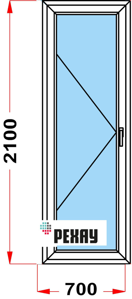 Балконная дверь, профиль РЕХАУ BLITZ (2100 x 700), с поворотной створкой, стеклопакет из 2х стекол, левое #1