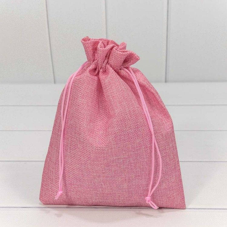 Мешочек подарочный льняной 18х23 см, розовый #1