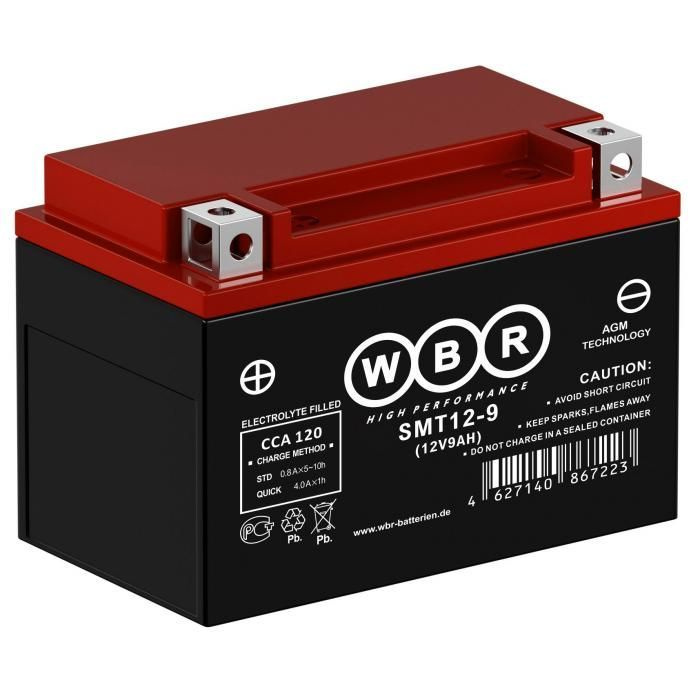 WBR Аккумулятор для мототехники, 9 А•ч, Прямая (+/-) полярность  #1