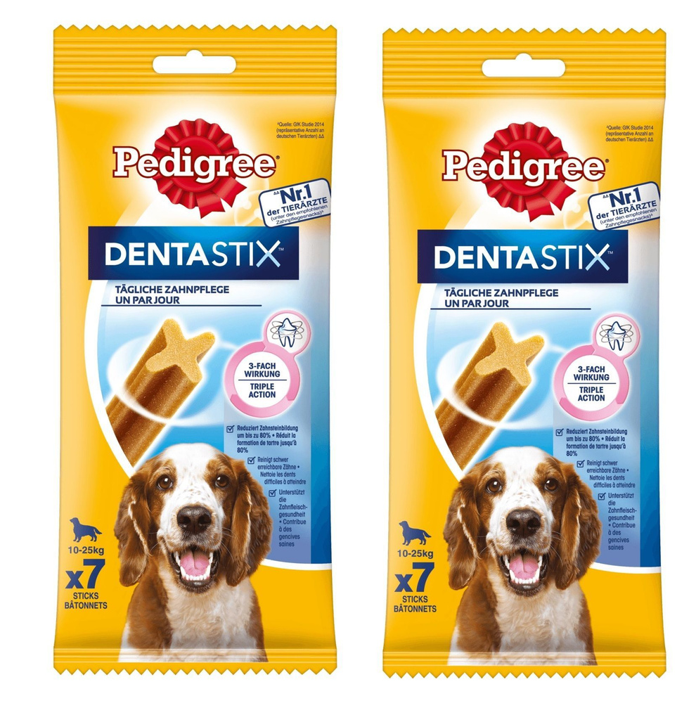 Лакомство Pedigree DentaStix, для собак средних пород, 180г. (2 упаковки)  #1