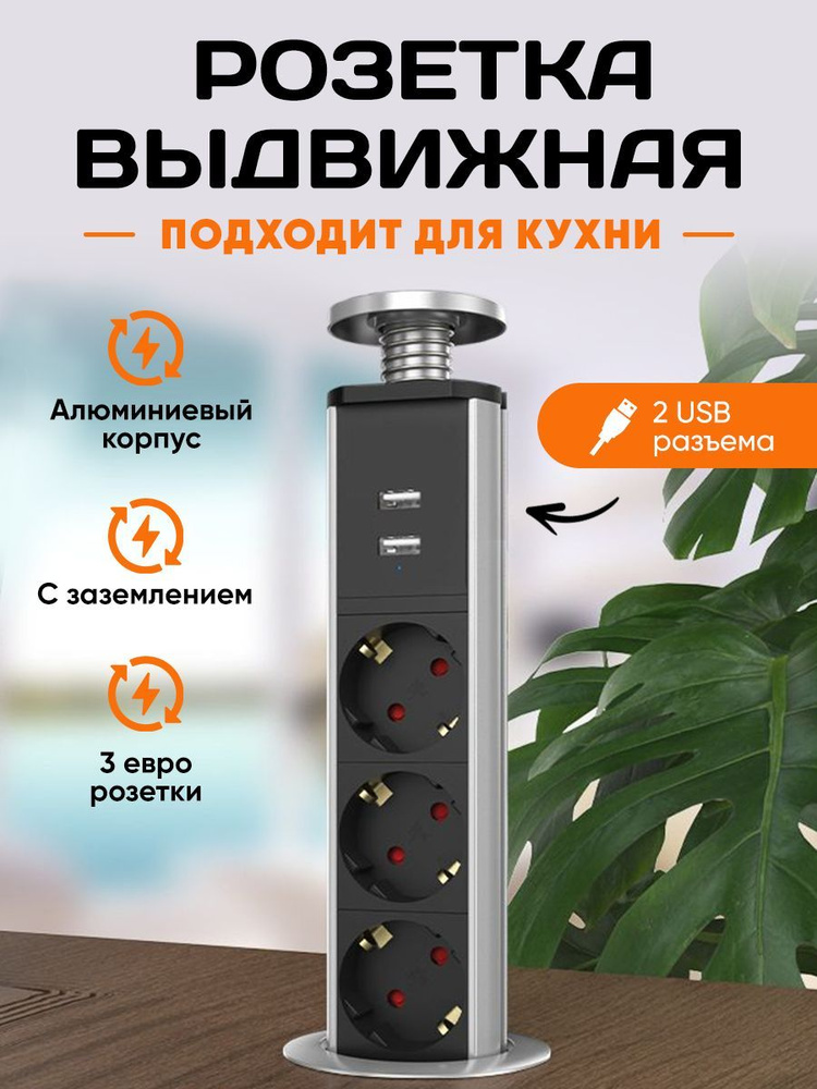 Розетка встраиваемая вертикальная с USB разъемами #1