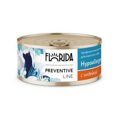 FLORIDA (Флорида) Hypoallergenic Консервы для собак при пищевой аллергии 100 гр. индейка 8шт  #1