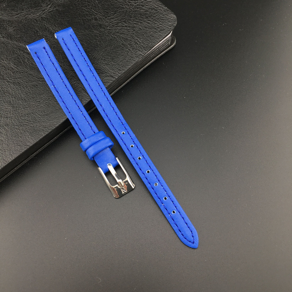 Ремешок для часов кожаный 8 мм, цвет синий, матовый, Nagata Leather, 1 шт  #1