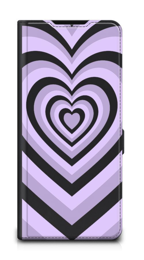 Чехол-книжка на Realme C53/C51/Note 50 / Реалми С53/С51/Нот 50 с принтом "Фиолетовое сердце", черный #1