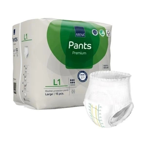 Подгузники трусики для взрослых ABENA Pants L1 Дневные, объем в бедрах 100-140 см 15 шт, дневные подгузники #1