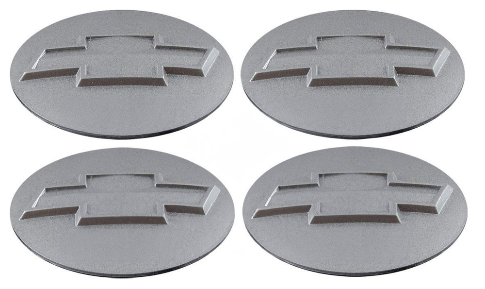 Наклейки на диски пластиковые рельефные 60 мм 4 шт / Стикеры на колпачки дисков Chevrolet серебристые #1