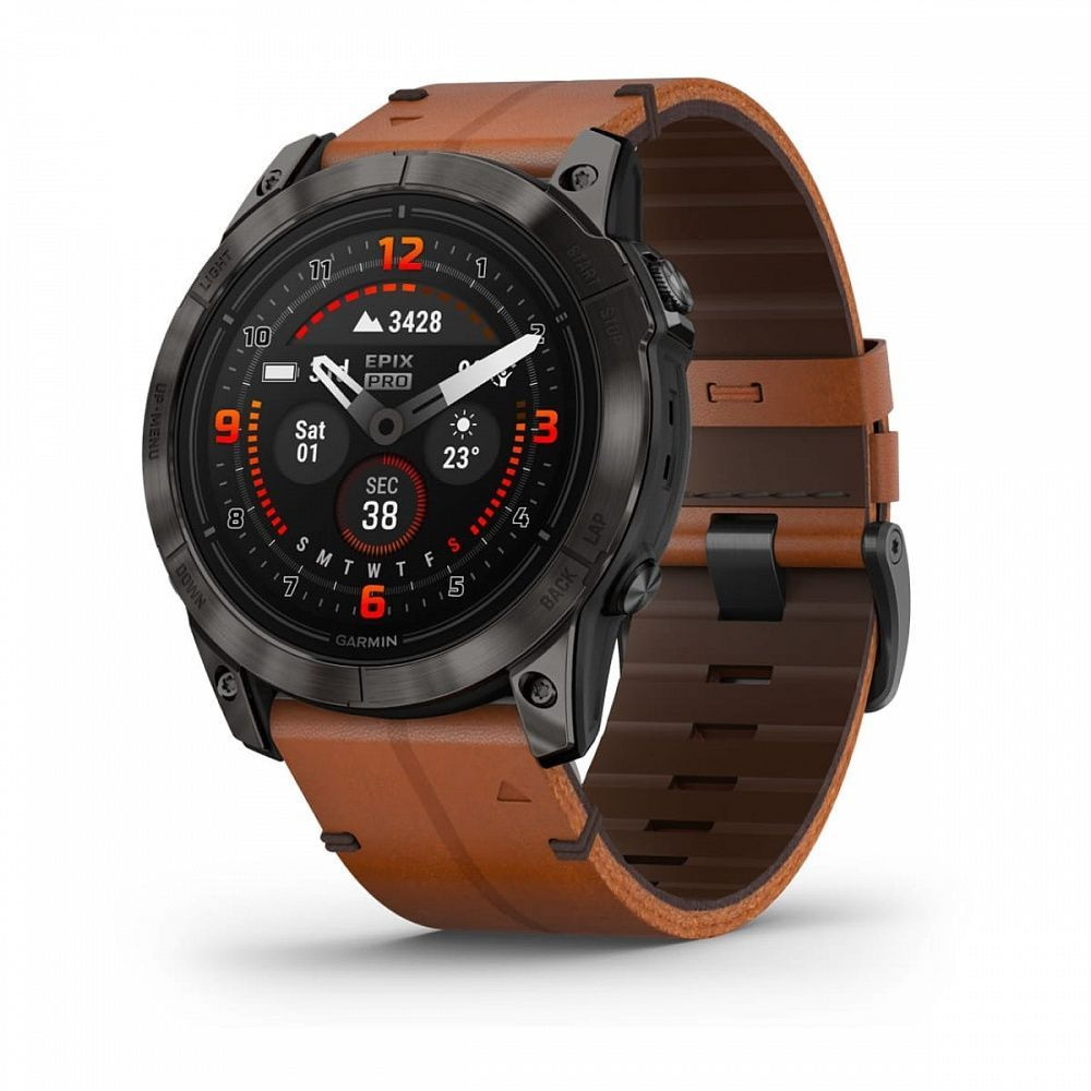 Умные часы Epix PRO Gen 2 Sapphire Edition 51mm, Carbon Grey DLC Titanium/Chestnut Leat/Band, смарт часы #1