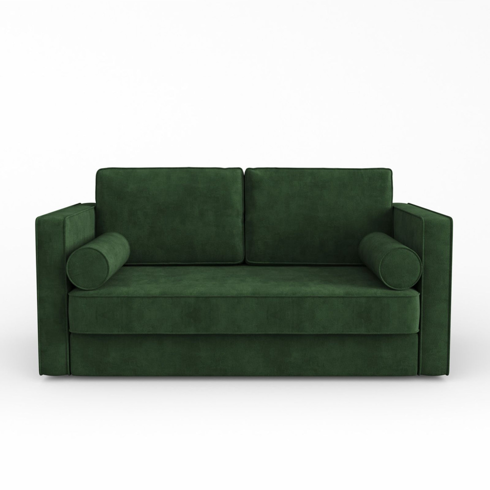 Прямой диван Manons Maison Токке mini, раскладной механизм Выкатной, Велюр зеленый, 188х104х71 см  #1