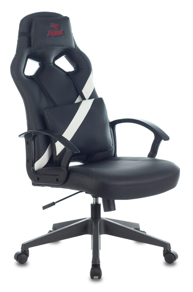Кресло игровое Zombie DRIVER черный/белый искусственная кожа с подголов. крестовина пластик  #1