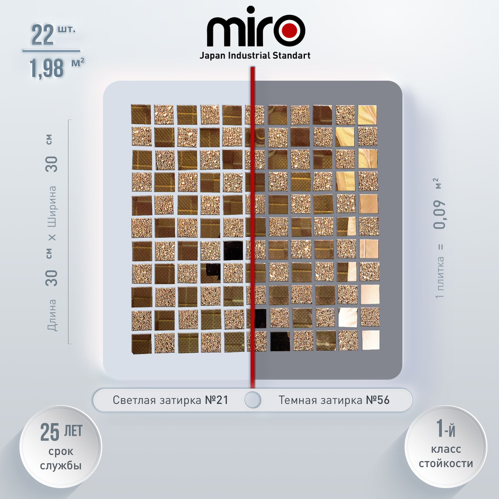 Плитка мозаика MIRO (серия Cerium №46), универсальная стеклянная плитка для ванной и душевой комнаты, #1