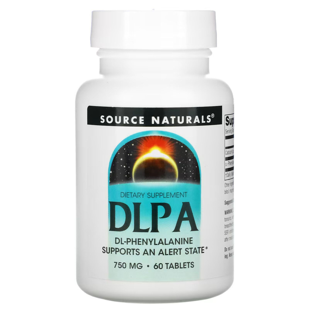 Source Naturals, DLPA (DL-фенилаланин), 750 мг, 60 таблеток #1