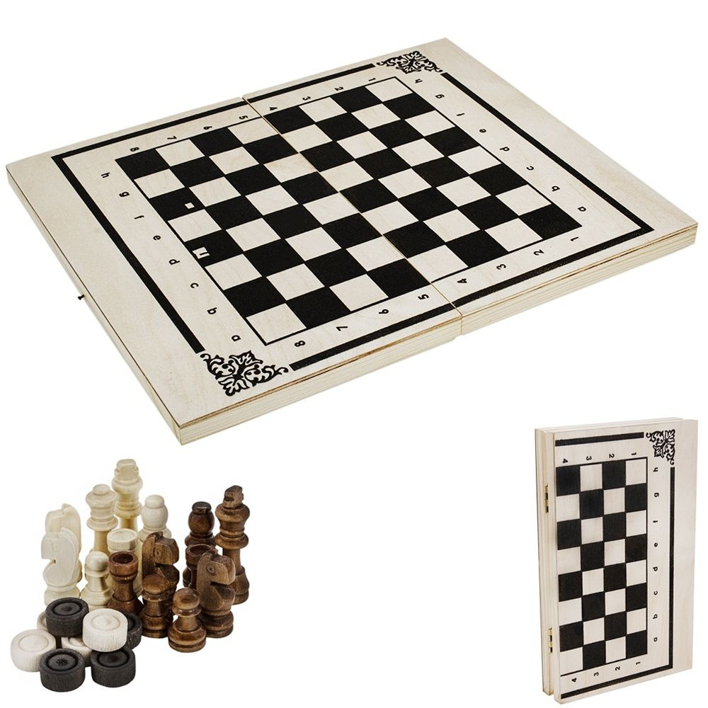 Набор шахмат и шашек Колорит Походный 2 в 1, дерево (ШК-23) #1