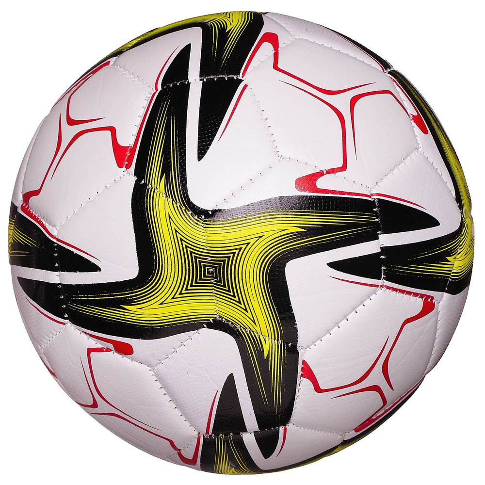 Мяч футбольный Junfa белый с желто-черными звездами, 22-23 см  #1