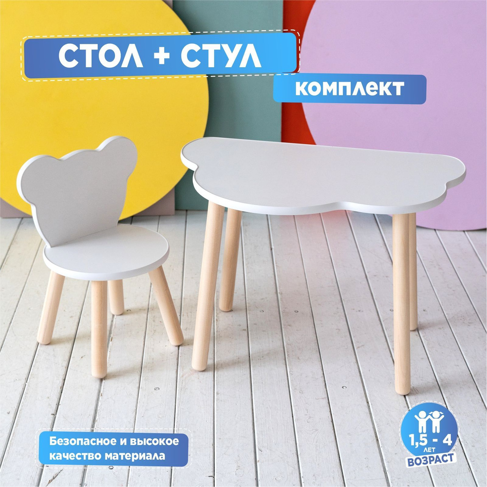 Комплект мебели детский стол+стул "Облако и Мишка" #1