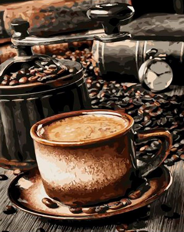 Кофе в зернах. Картина по номерам на подрамнике, ВанГогВоМне, 40х50 см.  #1