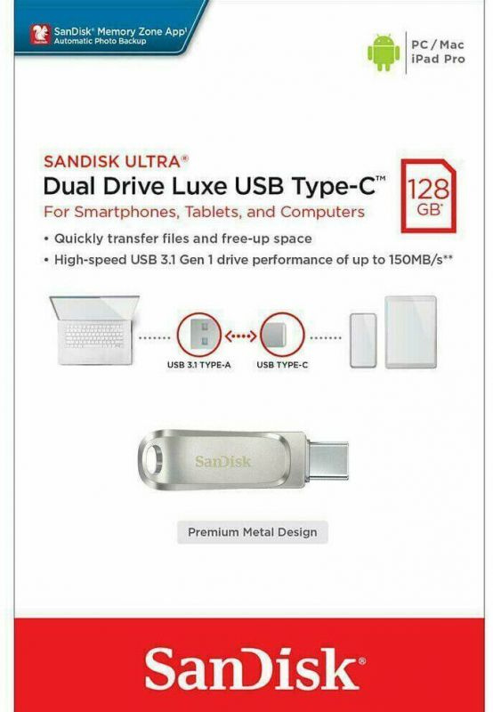 USB флешка 128Gb Sandisk Ultra Dual Drive Luxe USB 3.1 gen 1/ USB Type-C 150 Mb/s #1