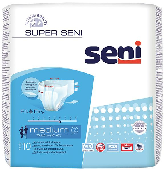 Подгузники для взрослых SUPER SENI Medium 2 10 шт, 75-110 см #1