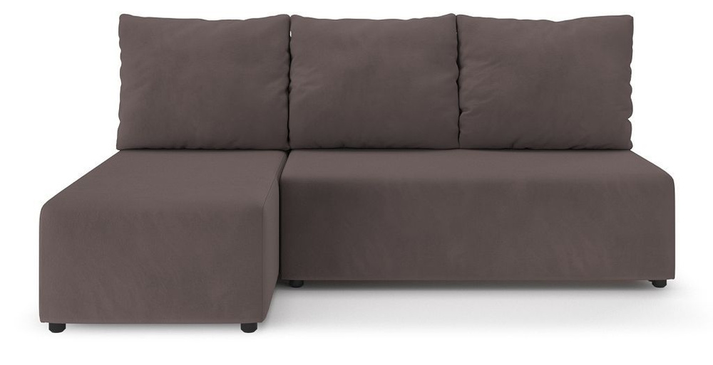 Угловой диван-кровать PUSHE раскладной Каир Lux, левый угол, велюр, коричневый Balance 235  #1